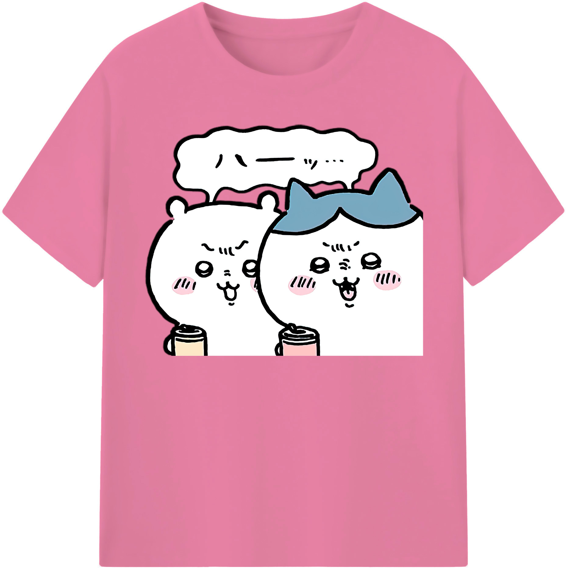 （画像用） ちいかわ ハチワレ Chii-kawa hachiware 綿100％半袖Tシャツ（フロントプリント）